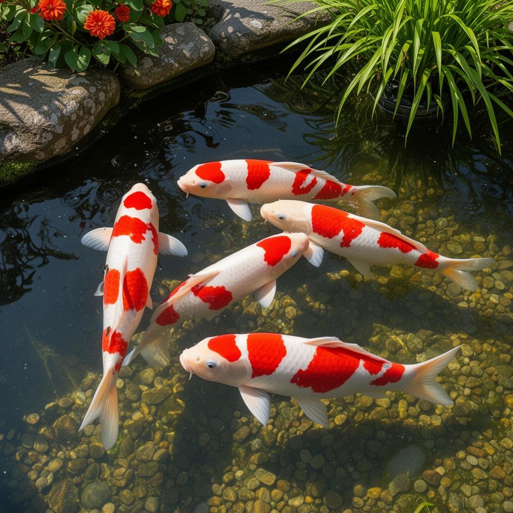 Короп КОІ породи Кохаку у декоративному ставку