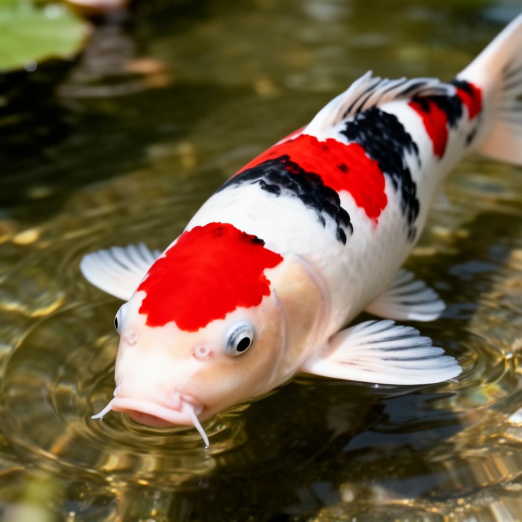 Короп КОІ породи Шова Сансьоку з чорною основою