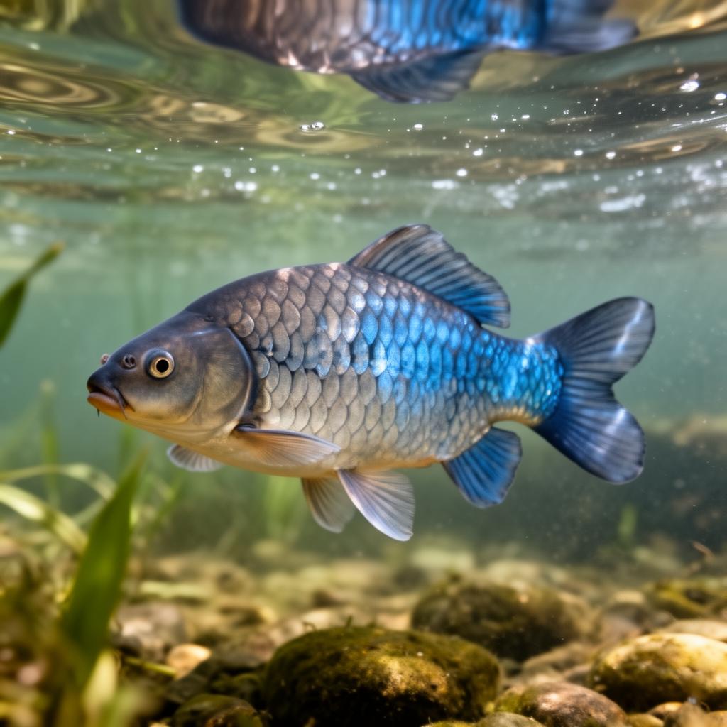 Блакитний линь у декоративному ставку